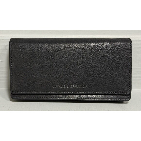 SPIKES & SPARROW Black Leather Bi Fold Multiple Compartment Smith Wallet New - Picture 1 of 6